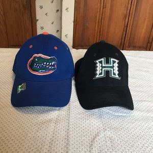 Florida gators and Hawaii rainbow warriors hats